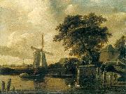 Meindert Hobbema Windmill at the Riverside USA oil painting artist